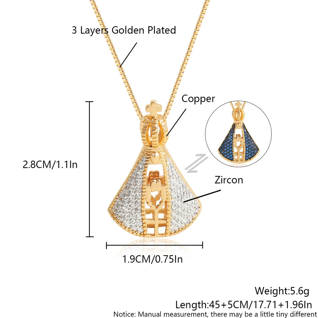 MHS.SUN-Banhado A Ouro Virgem Maria Colar De Pingente, Zircão Cúbico, Virgem Maria, Jóias Religiosas, Colar Requintado, Virgen De Guadalupe